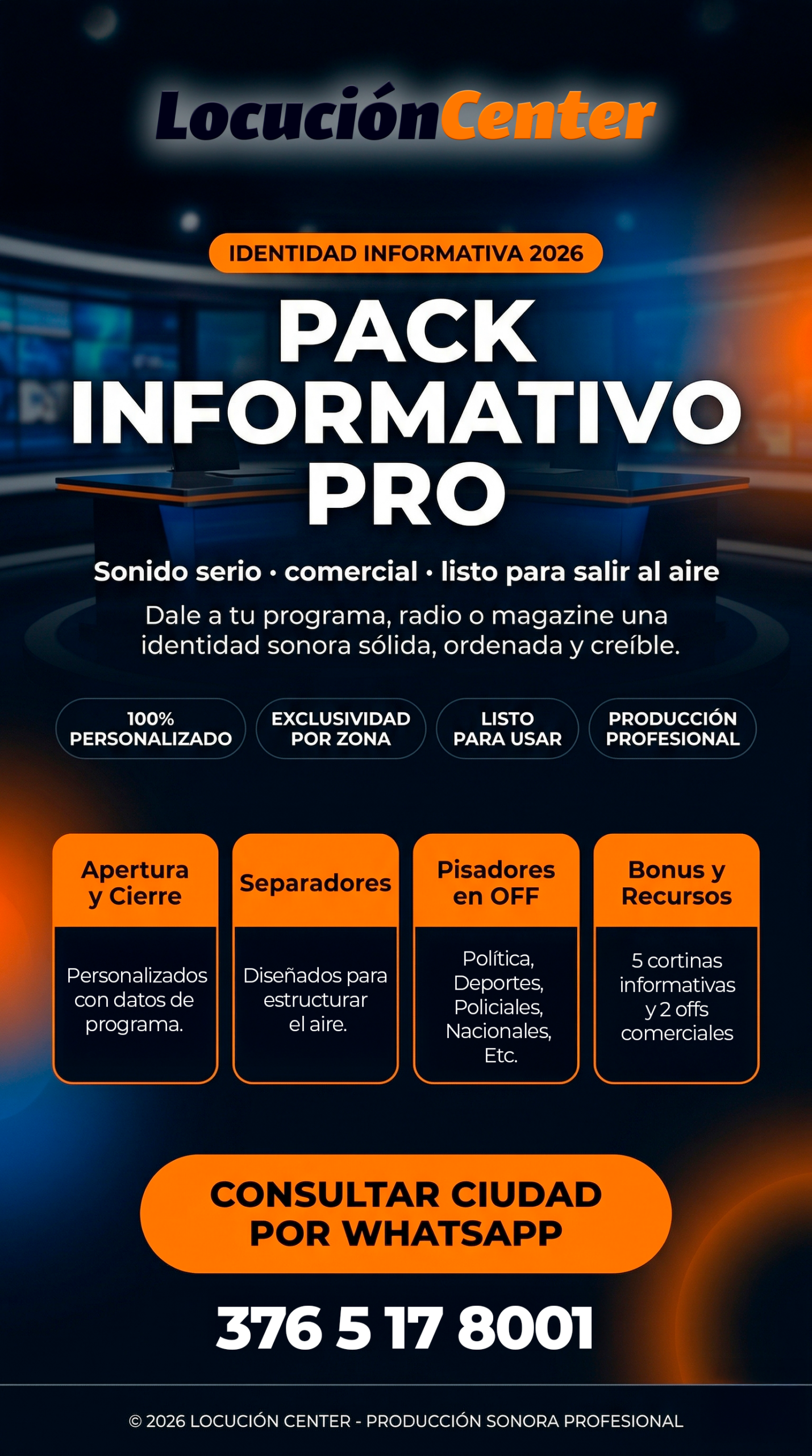 Flyer promocional Pack Arte Informativo 2026 ampliado